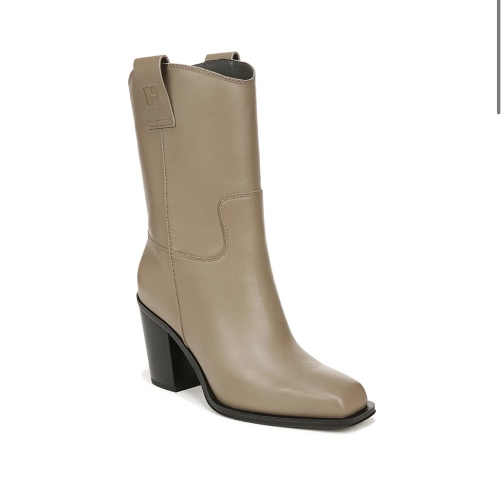 Franco Sarto Valor Mid Shaft Cowboy Boots – Taupe Leather – Women’s Size 5.5M